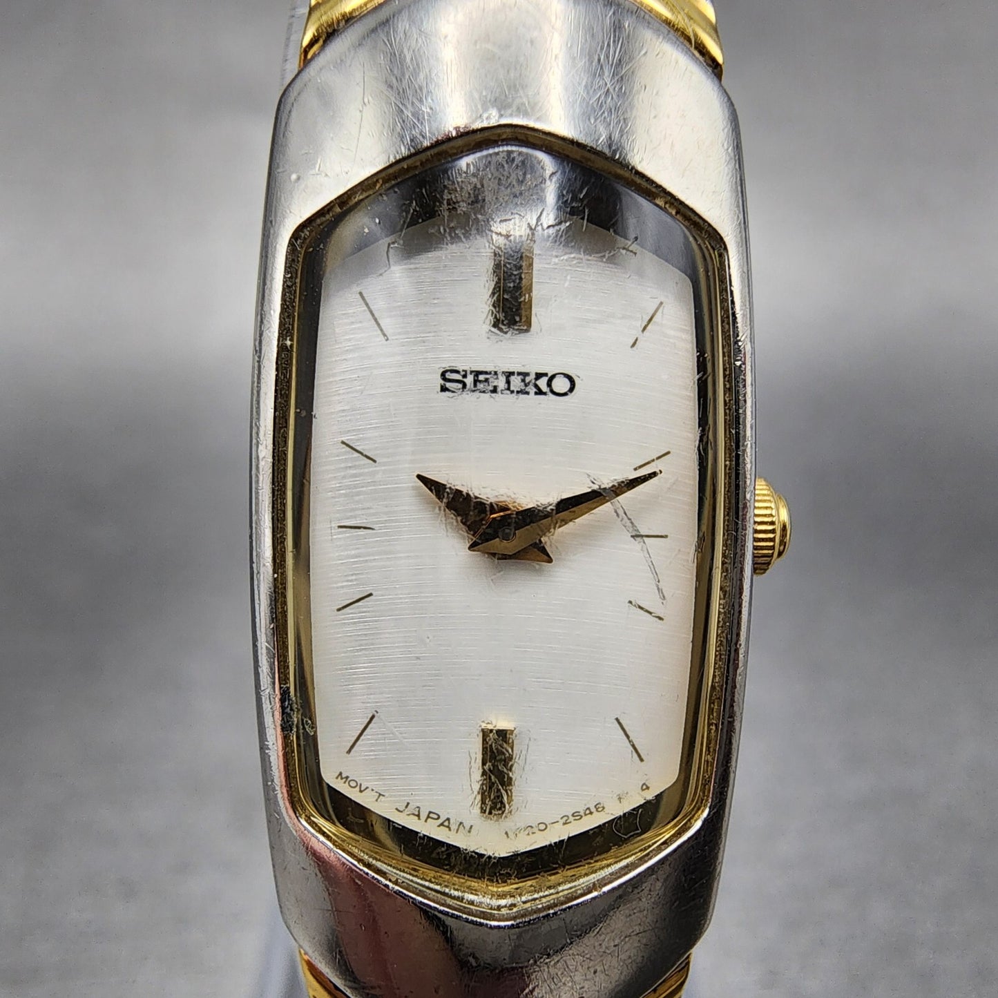 Seiko Watch Women 15mm White Dial Two Tone Rectangle 1F206H49 PARTS2