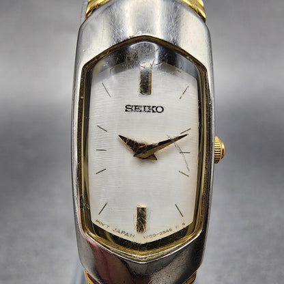 Seiko Watch Women 15mm White Dial Two Tone Rectangle 1F206H49 PARTS2