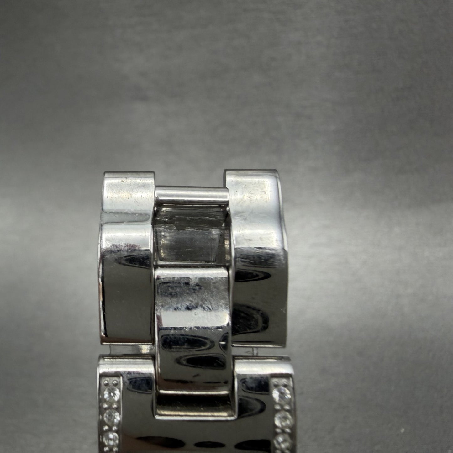 ESQ Tank Watch Women 18mm Black Dial Silver Tone Rectangle Crystals New Battery4