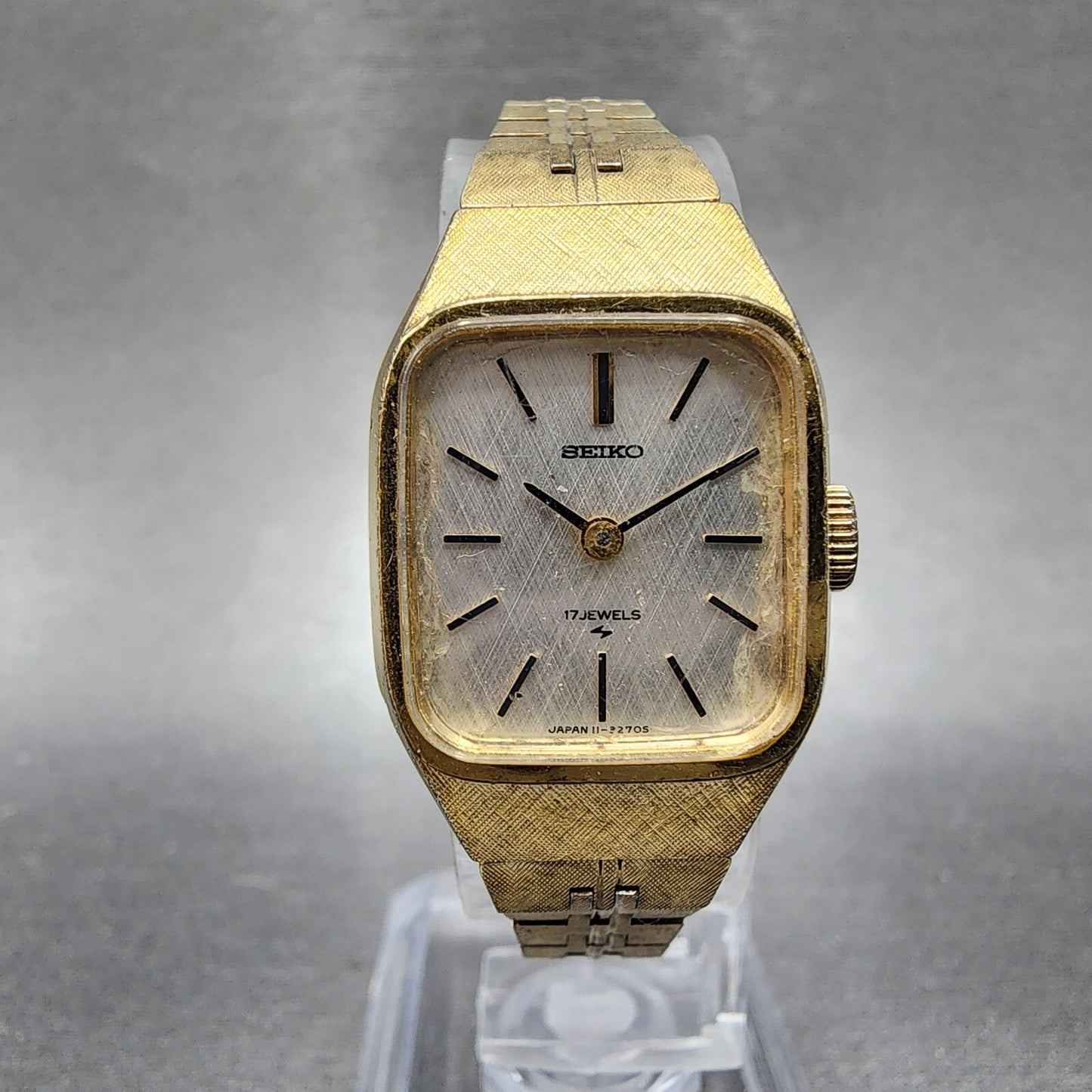 VTG Seiko Watch Women 18mm White Dial Gold Plated Rectangle Manual Wind Runs0