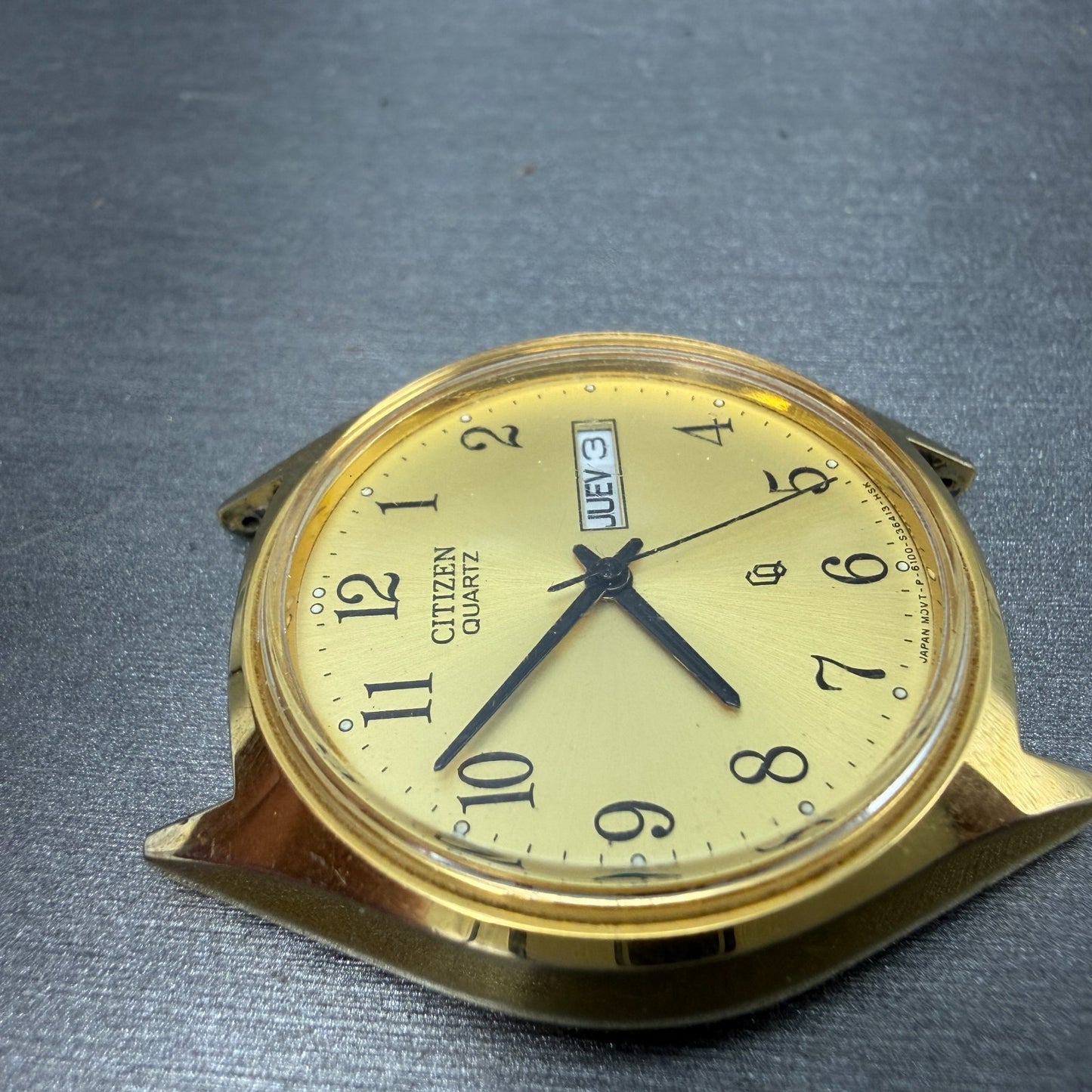 Citizen CQ Watch Men 36mm Gold Dial Gold Tone Daydate 6100-S24876 PARTS4