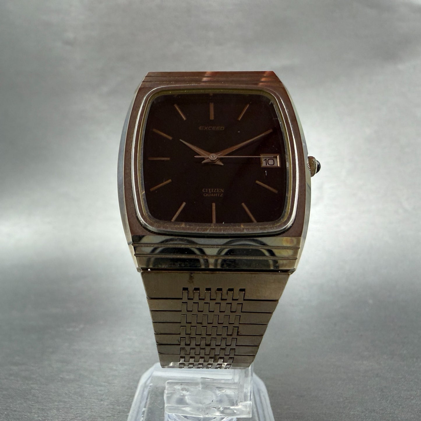 Citizen Exceed Watch Men 31mm Black Dial Gold Tone Date 4-797221 New Battery5