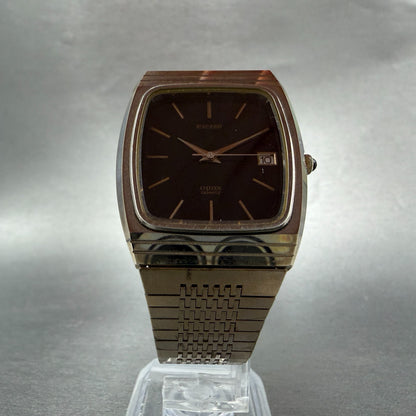 Citizen Exceed Watch Men 31mm Black Dial Gold Tone Date 4-797221 New Battery5