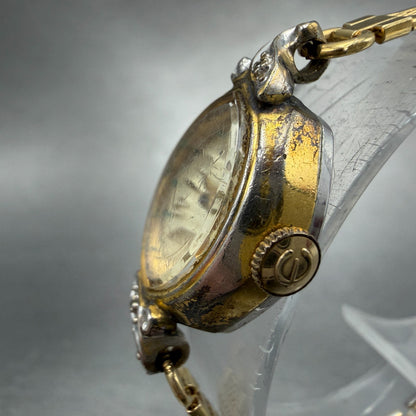 Elgin Watch Women 17mm Cream Dial Gold Tone Manual Wind Runs Vintage Cocktail2