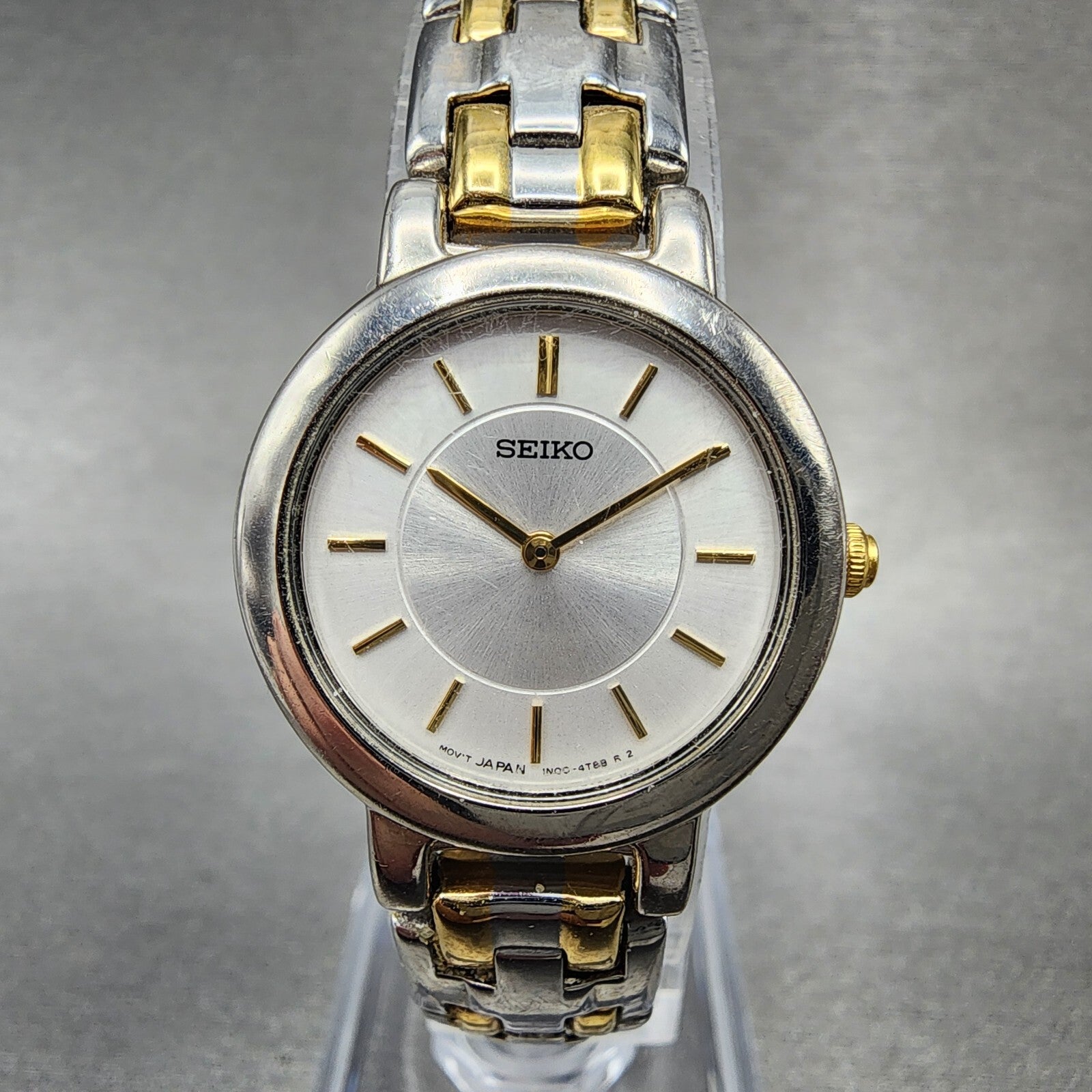 Seiko Watch Women 24mm White Dial Two Tone Round 1N001E19 New Battery0