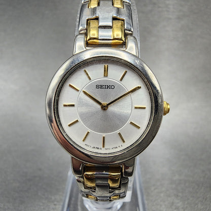 Seiko Watch Women 24mm White Dial Two Tone Round 1N001E19 New Battery0