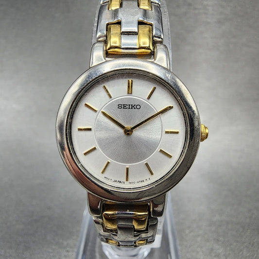 Seiko Watch Women 24mm White Dial Two Tone Round 1N001E19 New Battery0