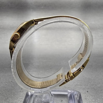 Seiko Watch Women 16mm Black Dial Gold Tone Rectangle 2C20-5770 New Battery VTG6