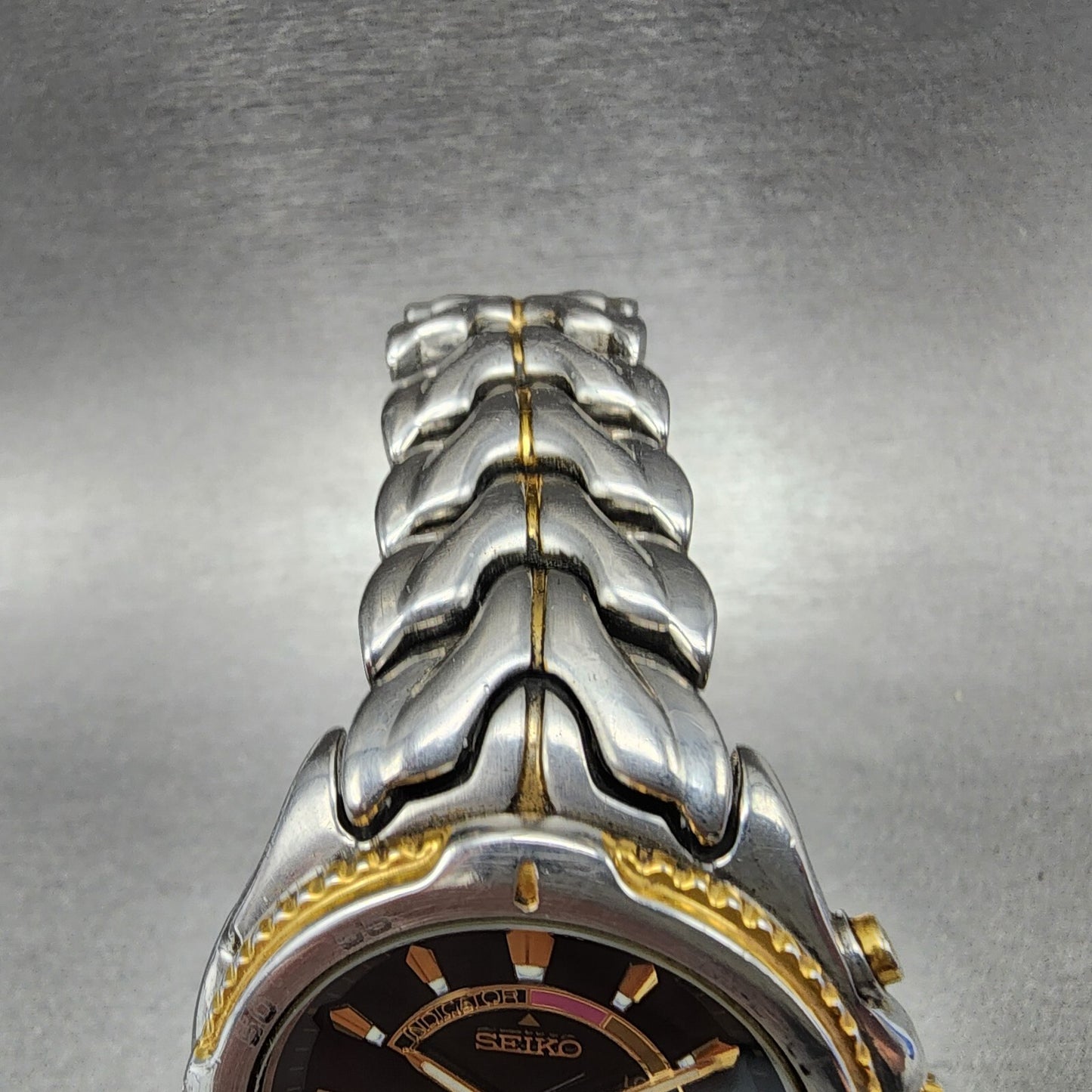 Seiko Kinetic Watch Men 39mm Black Dial Steel Date Round 5M620B40 PARTS5