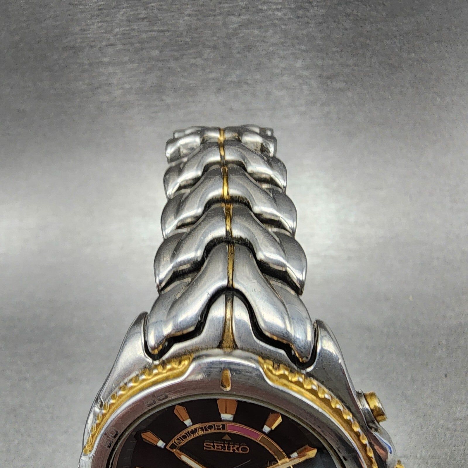 Seiko Kinetic Watch Men 39mm Black Dial Steel Date Round 5M620B40 PARTS5