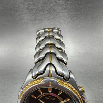 Seiko Kinetic Watch Men 39mm Black Dial Steel Date Round 5M620B40 PARTS5