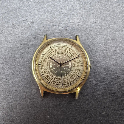 Hamilton Watch Men 34mm Champagne Dial Gold Round 9812U Operating Engineer PARTS0