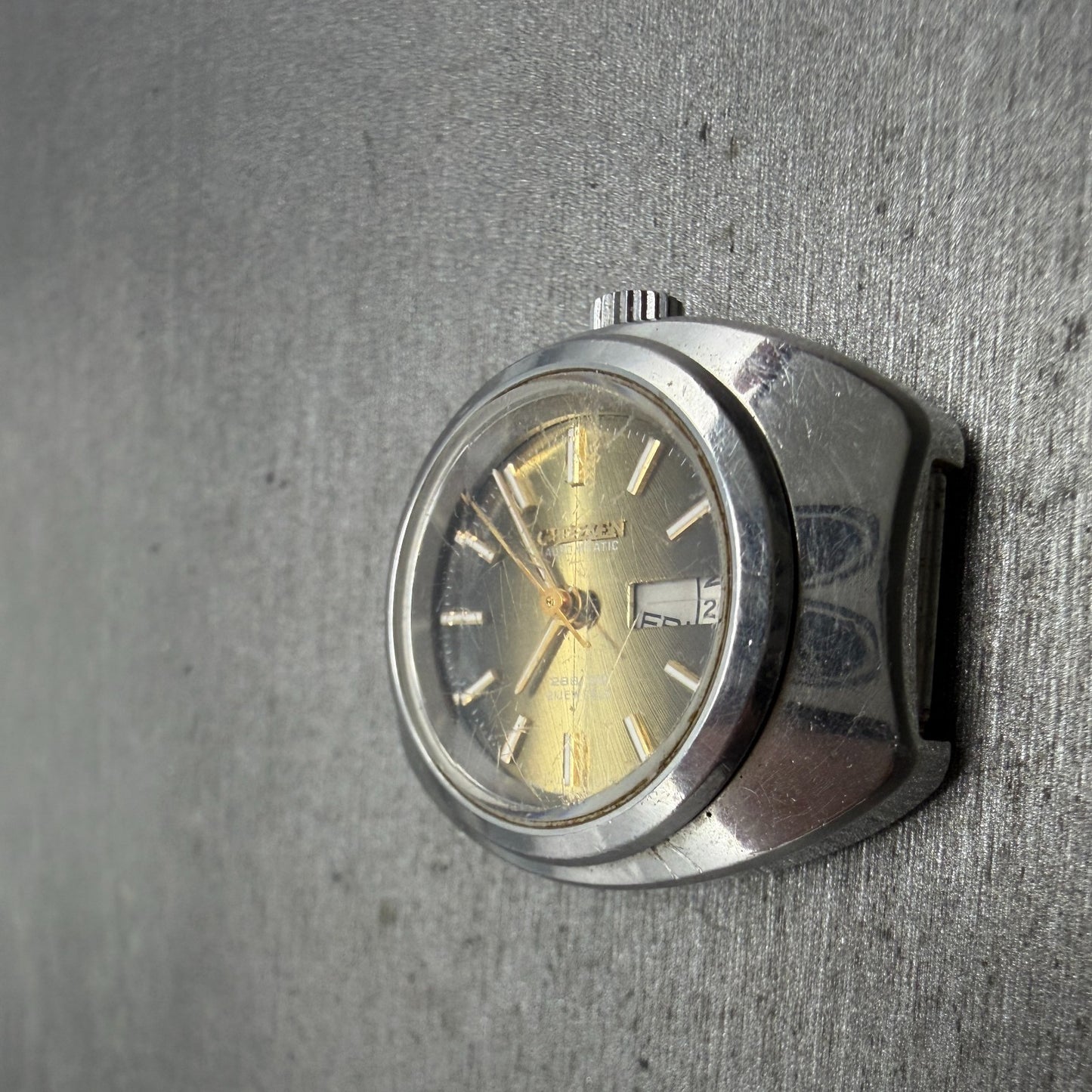 Citizen Automatic Watch Women 26mm Yellow Dial Silver Tone Daydate 4-661311 PART3