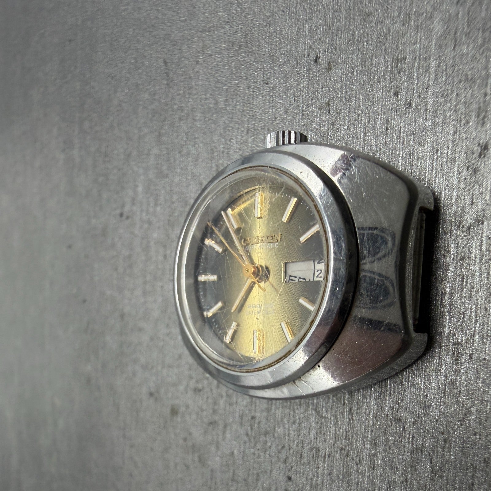Citizen Automatic Watch Women 26mm Yellow Dial Silver Tone Daydate 4-661311 PART3