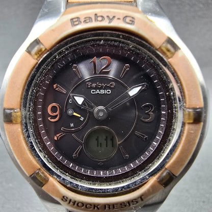 Casio Baby-G BGA-1200 Watch Women 41mm Black Pink Silver Alarm Chronograph Solar1