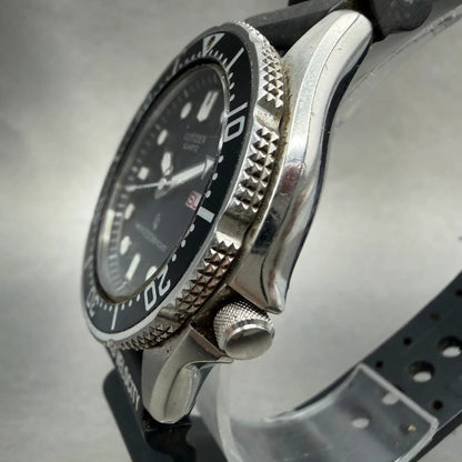 Citizen CQ Dive Watch Men 38mm Black Dial Steel Daydate 3802-450868 New Battey2