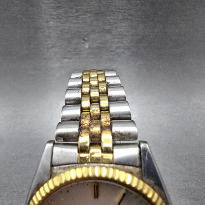 Seiko President Watch Men 35mm Silver Dial Two Tone Daydate 7N43-8111 PARTS5