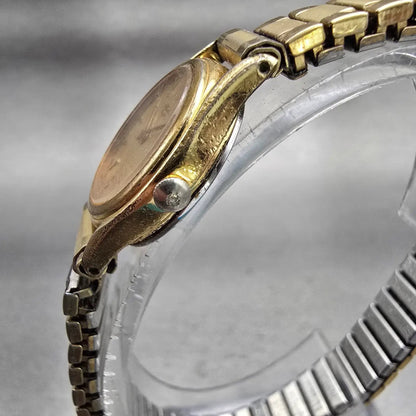 Seiko Watch Women 19mm Gold Dial Gold Tone Round 2P20-0080 New Battery Vintage2