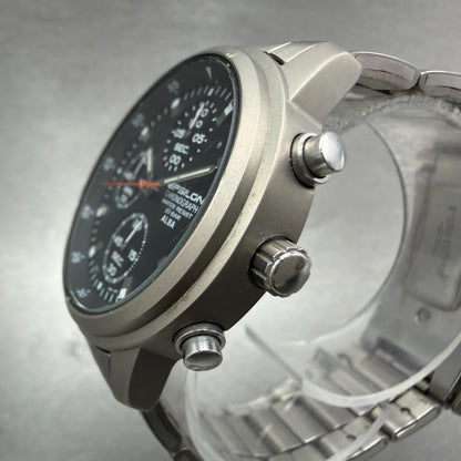 Seiko Alba Epsilon Chronograph Watch Men 37mm Black Dial Titanium New Battery2