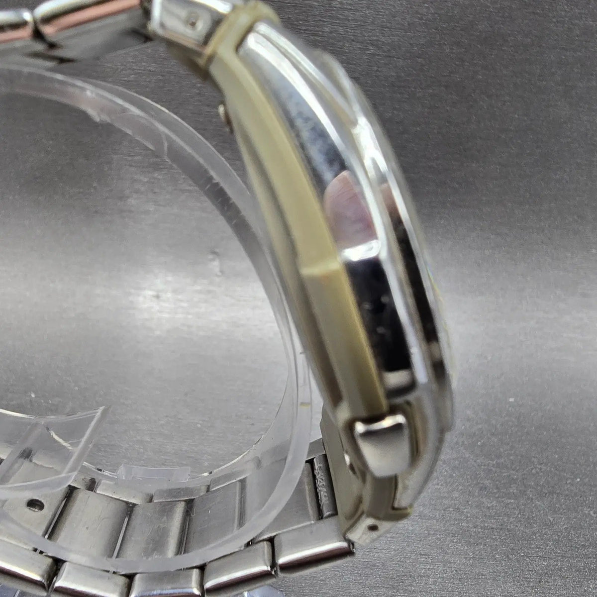 Casio Wave Ceptor Watch Men 43mm Champange Dial Silver Solar Alarm Daydate Runs3