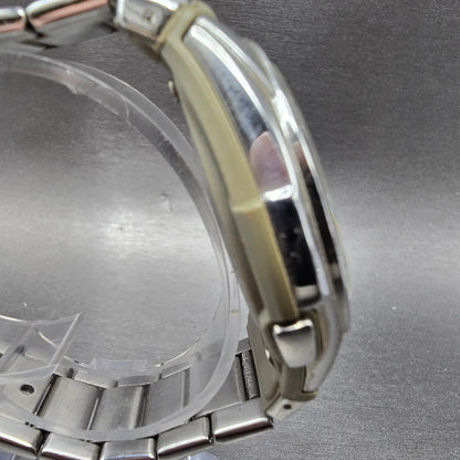 Casio Wave Ceptor Watch Men 43mm Champange Dial Silver Solar Alarm Daydate Runs3