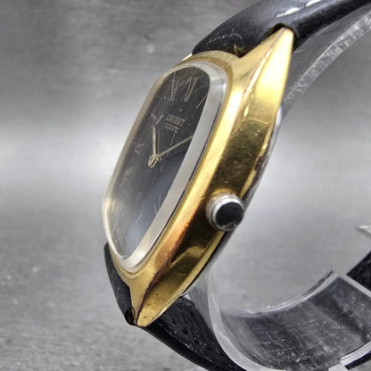 Orient Watch Men 31mm Black Dial Gold Tone Rectangle I520401-20 New Battery2
