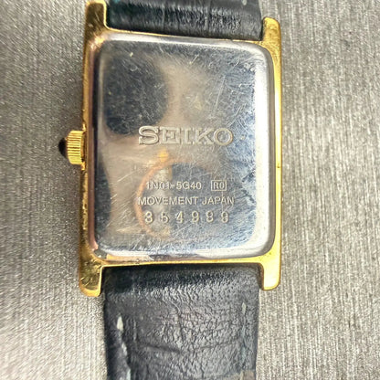 Seiko Watch Women 18mm White Dial Gold Tone Rectangle 1N01-5G40 New Battery VTG10