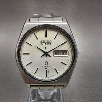 Seiko Type II Watch Men 34mm Silver Dial Silver Tone Daydate 7123-7080 PARTS