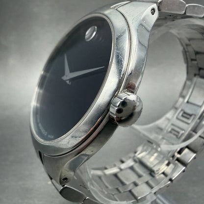 Movado Museum Watch Men 39mm Black Dial Silver Tone 01.1.14.1085 New Battery2