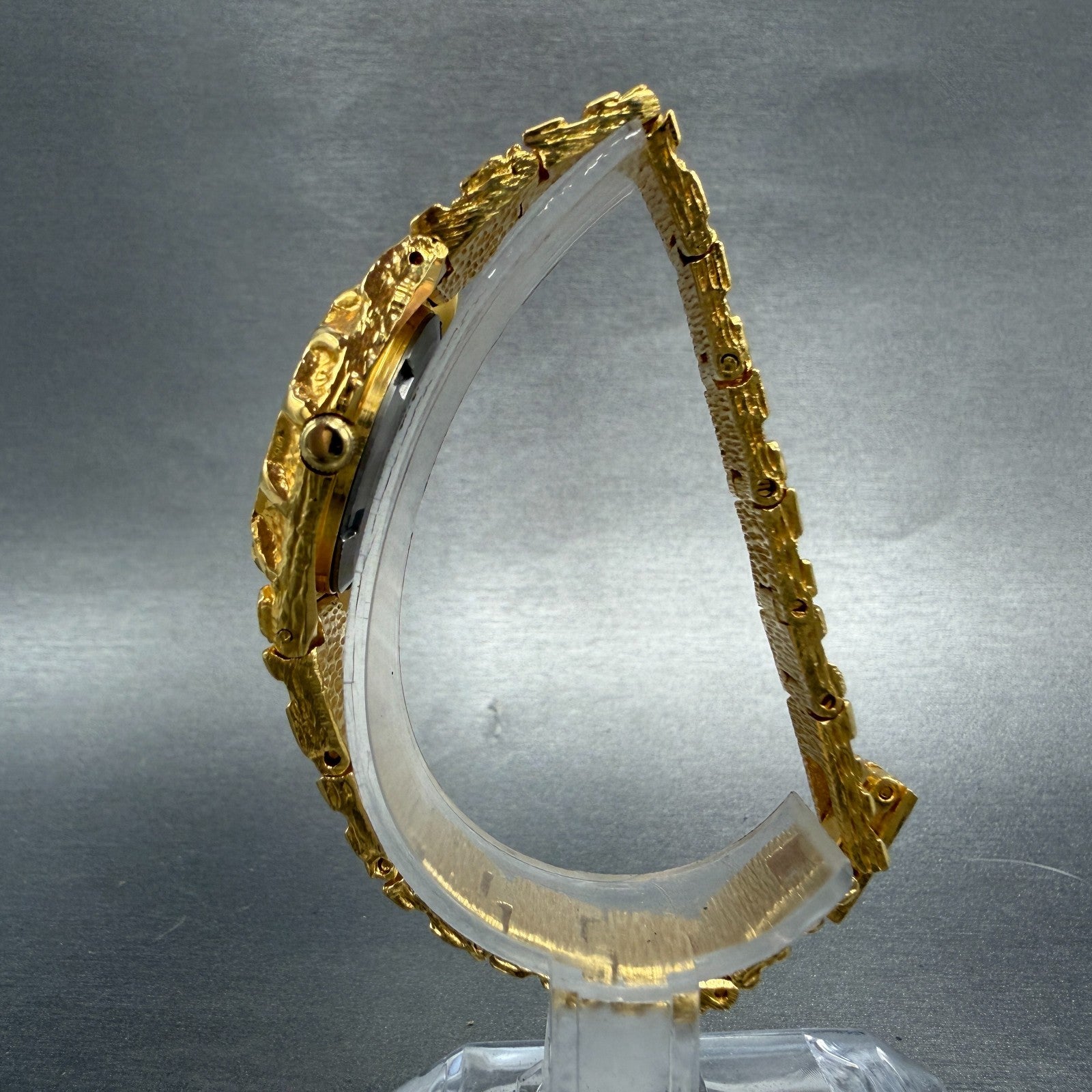 Gruen Watch Women 25mm Gold Dial Gold Nugget Case Tone New Battery VTG ABC6