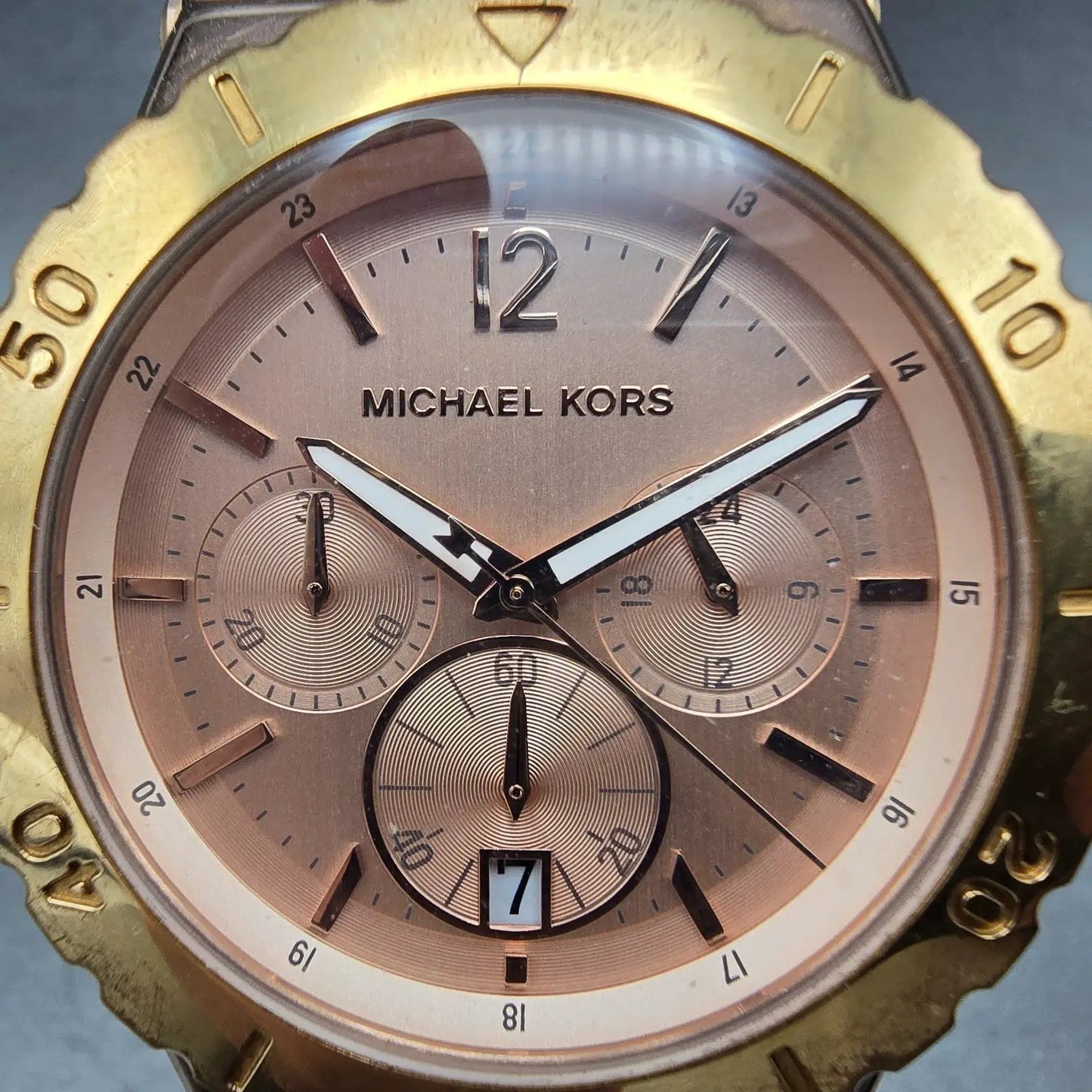 Michael Kors Dylan Chronograph Watch Women 41mm Pink Dial Rose Gold Tone NewBatt1