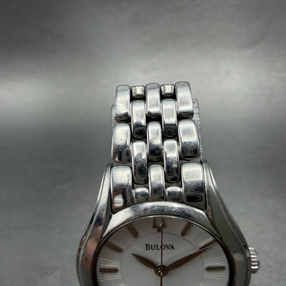 Bulova Watch Women 28mm Silver Dial Silver Tone Round 96L32 New Battery4