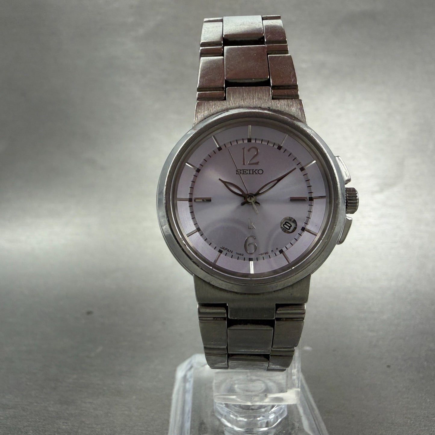 Seiko Lukia Watch Women 29mm Purple Dial Silver Tone Date Round 7N82-6E00 NewBat5