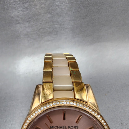 Michael Kors Ritz Watch Women 37mm Rose Dial Rose Gold Tone Date New Battery4