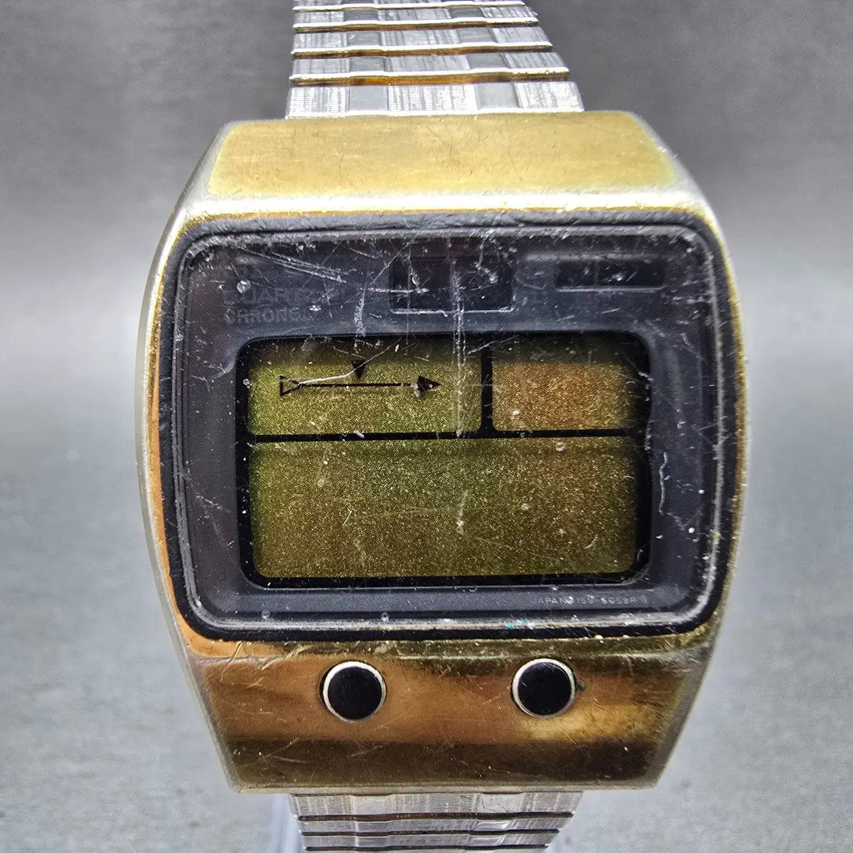Seiko Digital Watch Men 35mm Chronograph M159-5059 Rectangle VTG PARTS0