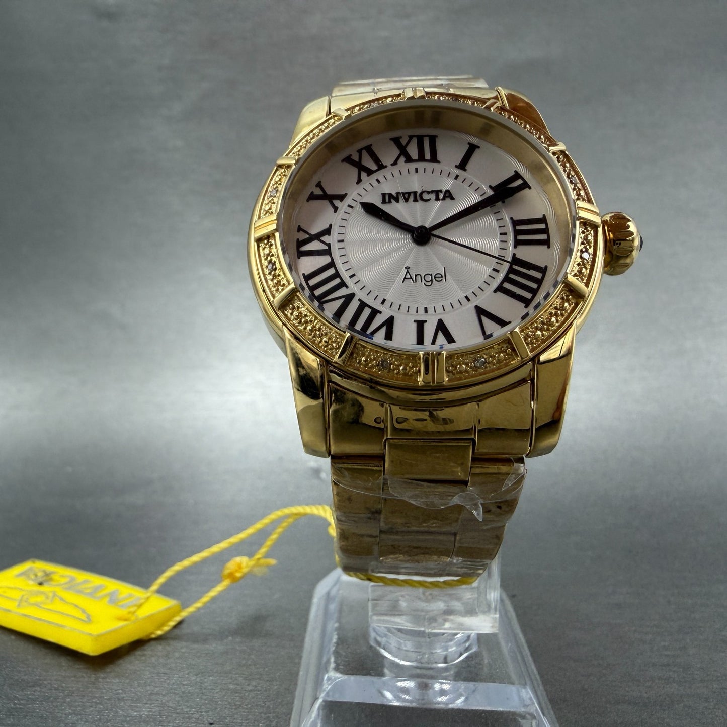 Invicta Watch Women 38mm White Dial Gold Tone Round 14717 New Battery5