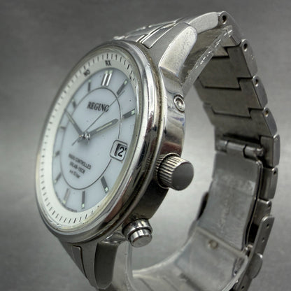 Citizen Reguno Watch Men 36mm White Dial Silver Tone Solar Radio controlled Runs3