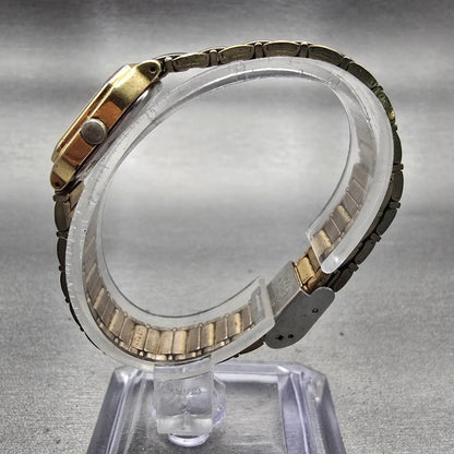 Seiko Watch Women 17mm Gold Dial Gold Tone Rectangle V401-5250 New Battery VTG6