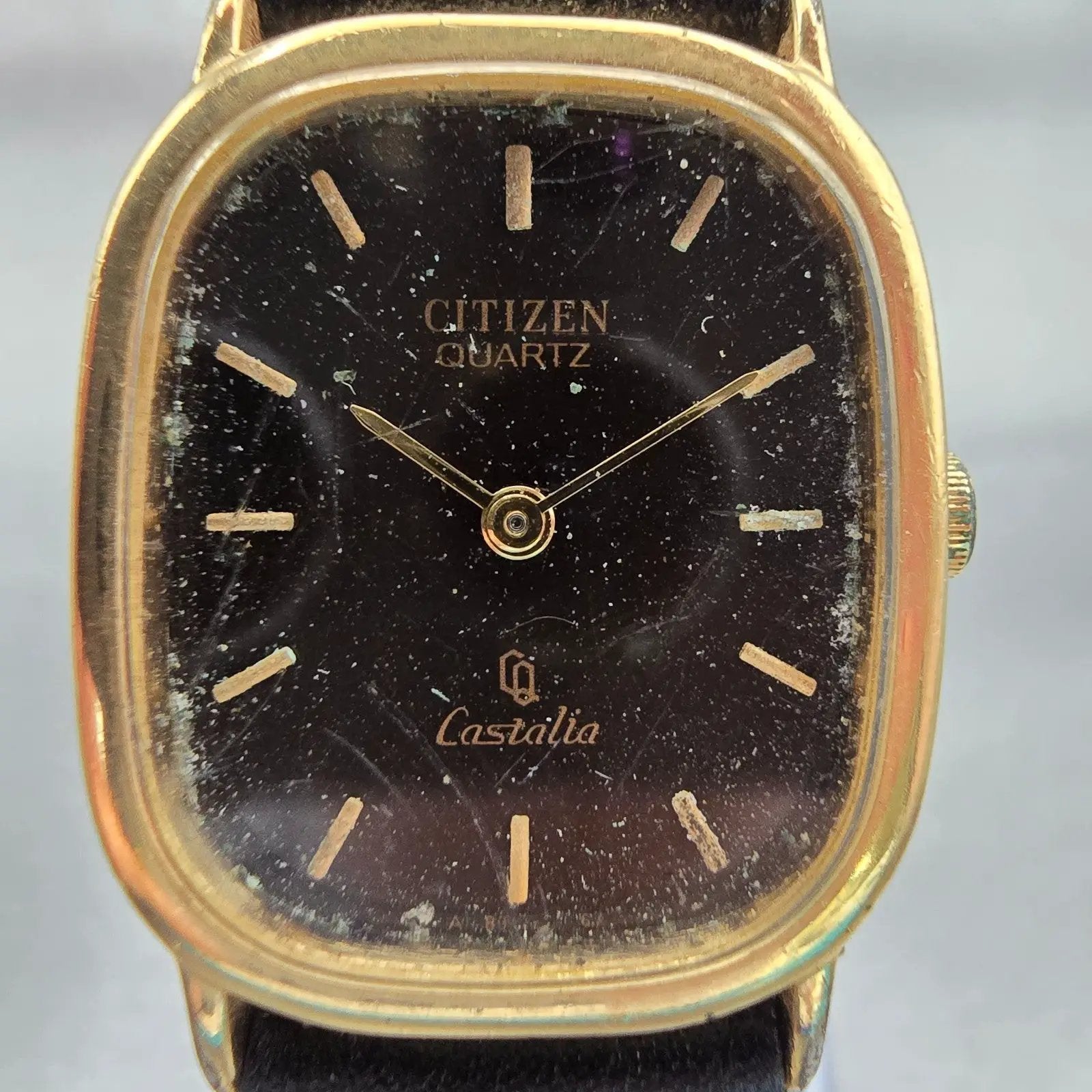 Citizen Castalia Watch Women 22mm Brown Dial Gold Tone Oval 4-832604 New Battery1