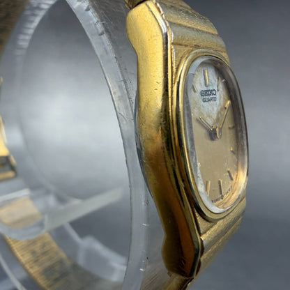 Seiko Watch Women 16mm Champagne Dial Gold Tone Hexagon 2P20-5A29 New Battery3