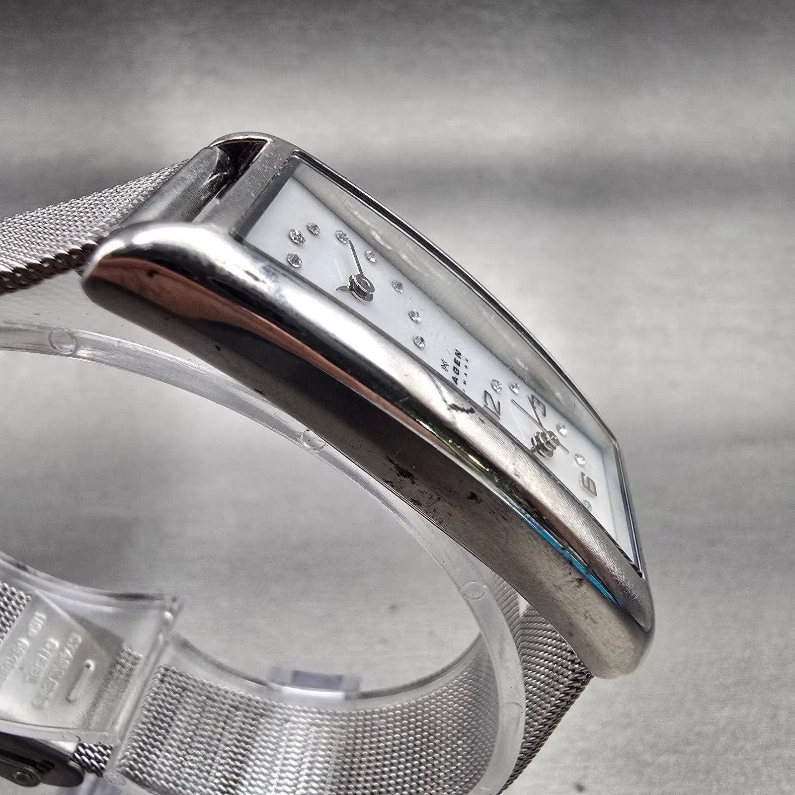 Skagen Dual Time Watch Women 20mm MOP Dial Silver Rectangle 20SSSMP New Battery3