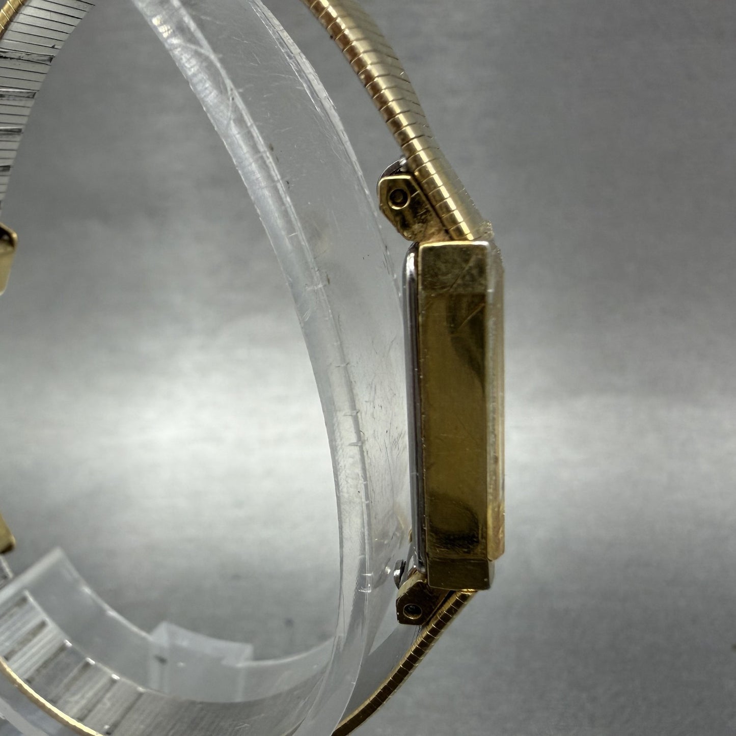 Bulova Tank Watch Women 13mm Champagne Dial Gold Tone Rdctangle 92T75 NewBattery3