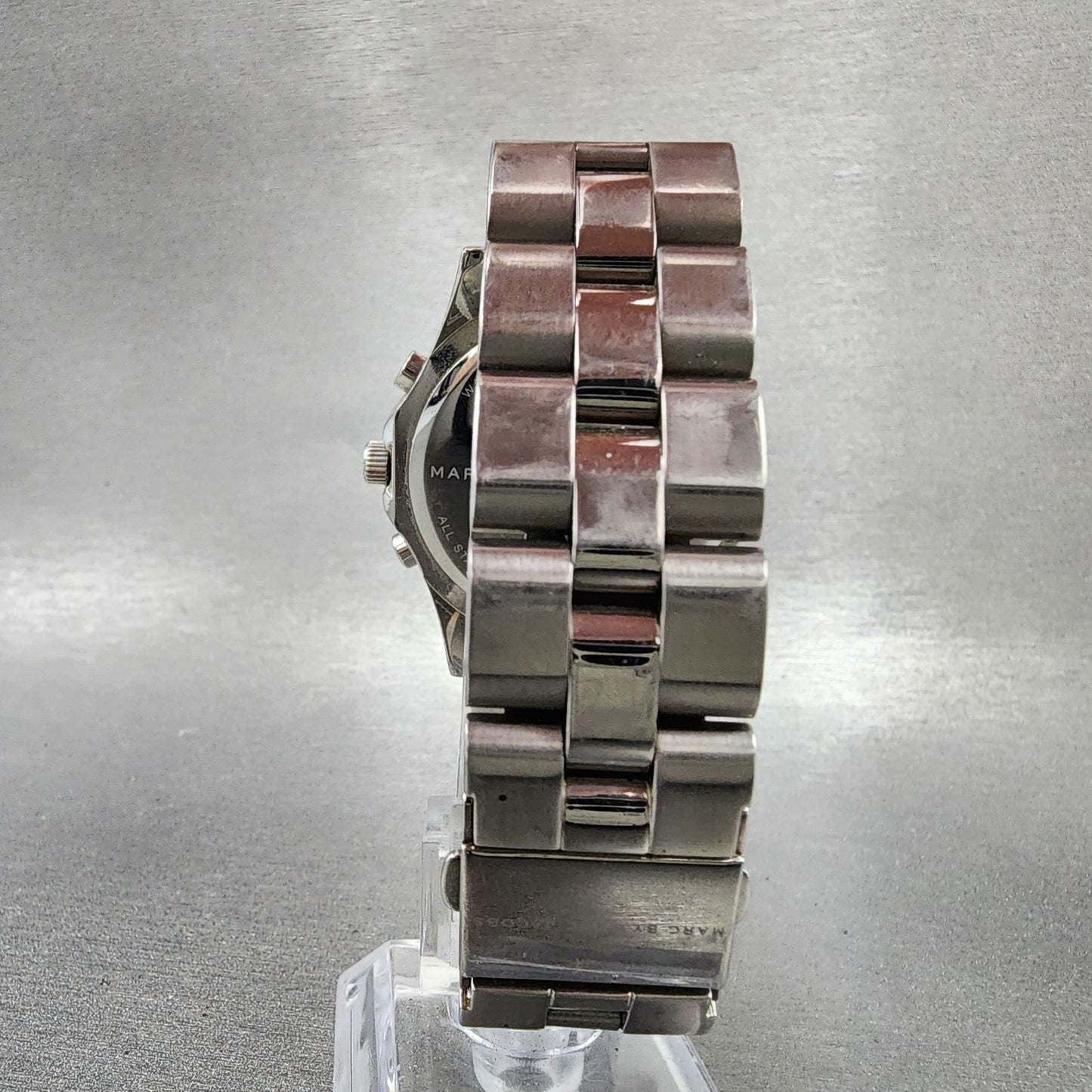 Marc Jacobs Blade Chronograph Watch Women 39mm Silver Dial Steel Date New Batt7