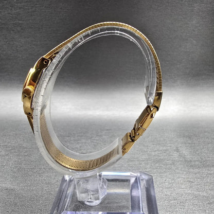 Citizen CQ Watch Women 17mm Champagne Dial Gold Tone 3220-324111 New Battery JP6