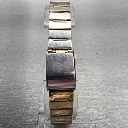 Seiko Watch Women 18mm Gold Dial Gold Tone Rectangle 2C20-6480 New Battery VTG7
