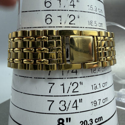 Seiko Tank Watch Men 27mm Black Dial Gold Tone Date Rectangle 7N39-5A39 PARTS12