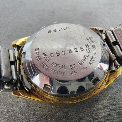 Seiko 5 Automatic Watch Women 24mm Gold Dial Gold Tone Daydate Round Runs9