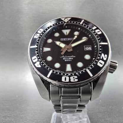 Seiko Sumo Watch Men 45mm Black Dial Steel Date Automatic Round SBDC001 6R15-00G5