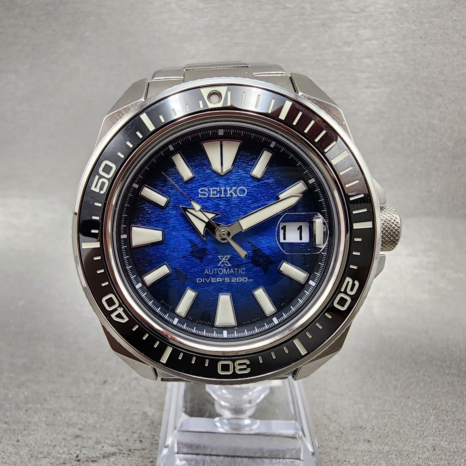 Seiko Prospex Save The Ocean Samurai Watch Men 44mm Blue Dial Steel Date Auto1
