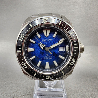 Seiko Prospex Save The Ocean Samurai Watch Men 44mm Blue Dial Steel Date Auto1